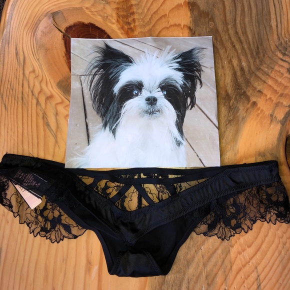 Victoria’s Secret Very Sexy Thong Satin Lace Hipster Size Medium Black NWT - Picture 2 of 12